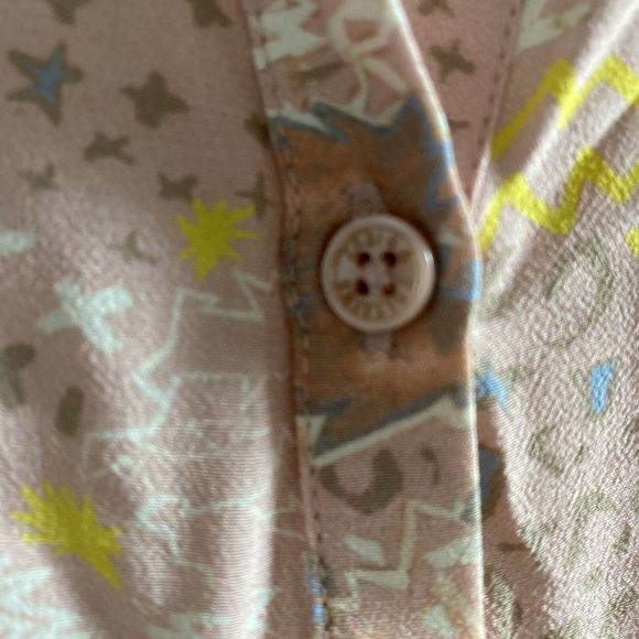 ZADIG & VOLTAIRE Tygg Print Glam Rock Shirt Pink Ruffle Blouse Large long sleeve - Picture 14 of 15